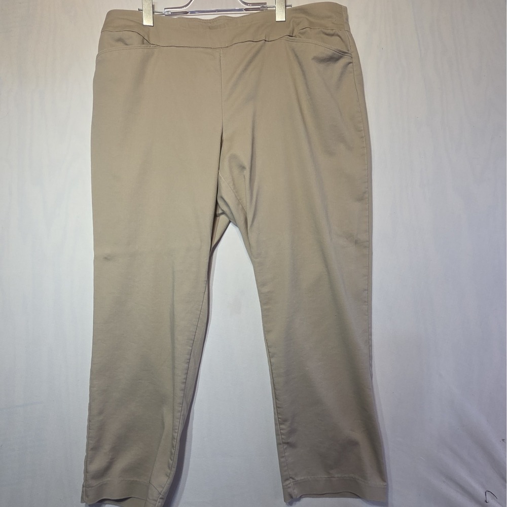 Croft & Barrow Effortless Stretch Pants Women's 18W Regular Khaki Tan Pull On